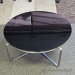 36" Stainless Frame w/ Black Glass Round Coffee Table